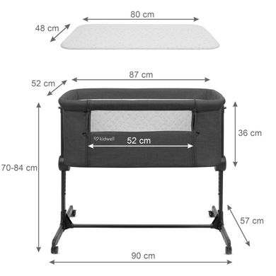 Приставне ліжечко Kidwell Snuzzy Dark Grey