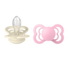 Соска пустушка BIBS Supreme Silicone Symmetrical (симетрична) – Ivory/Baby Pink (2 в упаковці) 6міс.+