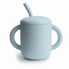 Силиконовая чашка-поилка тренировочная от Mushie - Powder Blue