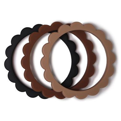 Прорезыватель Mushie Bracelet 3-Pack - Black/Caramel/Natural