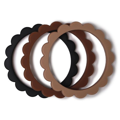 Прорізувач Mushie Bracelet 3-Pack - Black/Caramel/Natural