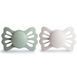 FRIGG Lucky Silicone 2-Pack симетричні пустушки (6-18 міс.) - Sage/Silver Gray