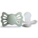 FRIGG Lucky Silicone 2-Pack симетричні пустушки (6-18 міс.) - Sage/Silver Gray