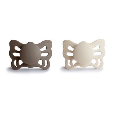 FRIGG Butterfly Анатоміні пустушки Silicone 2-Pack Portobello/Cream (0-6 міс.)