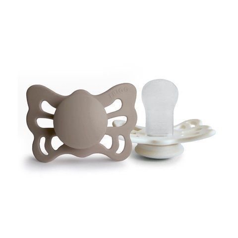 FRIGG Butterfly Анатоміні пустушки Silicone 2-Pack Portobello/Cream (0-6 міс.)